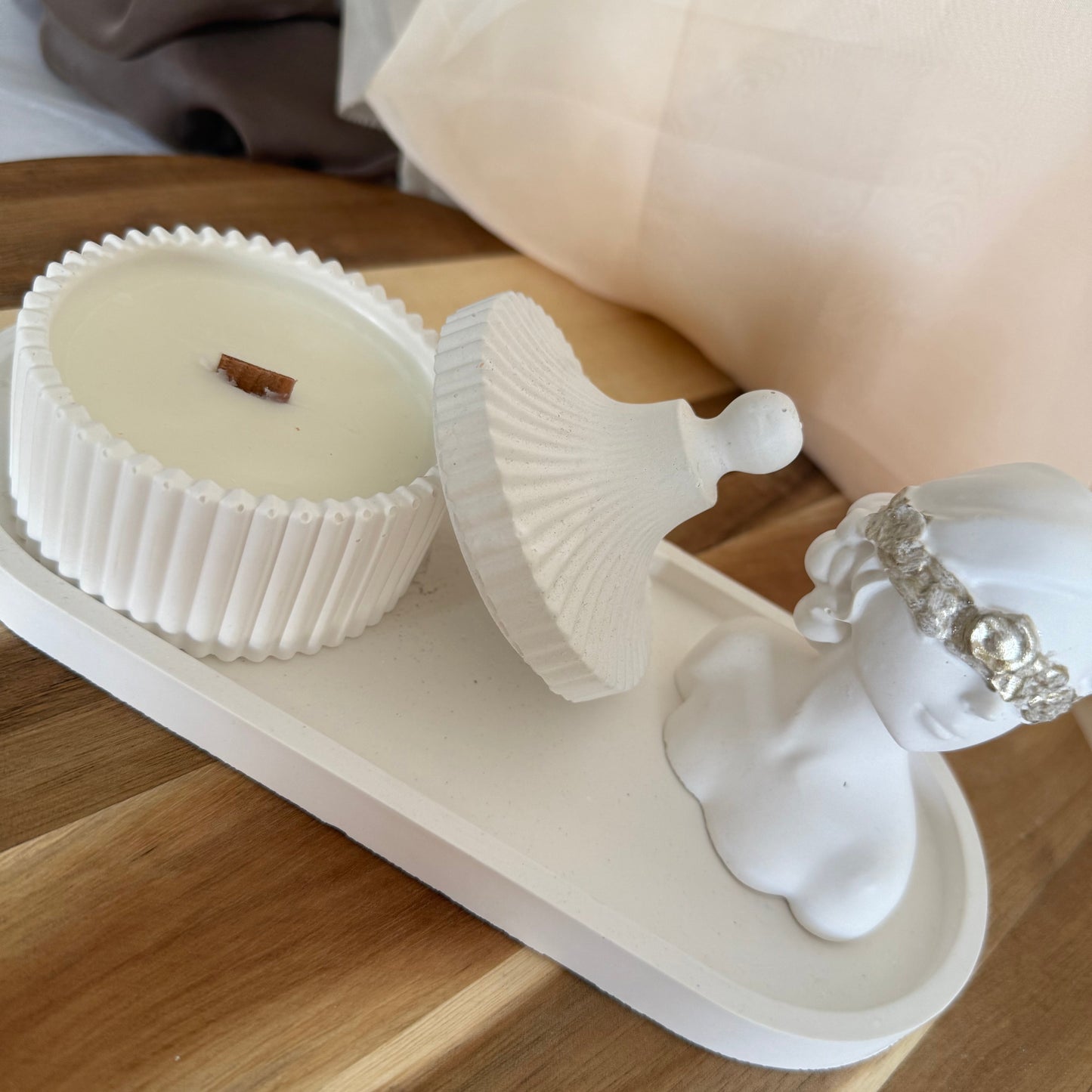 Set Dama Marmoleado Blanca