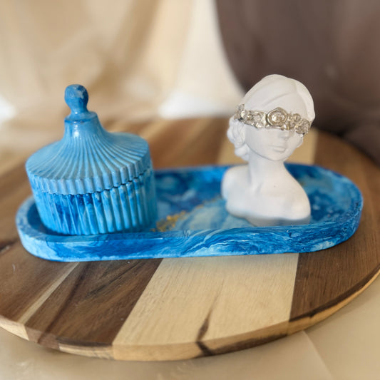 Set Dama Marmoleado Azul