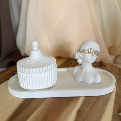 Set Dama Marmoleado Blanca